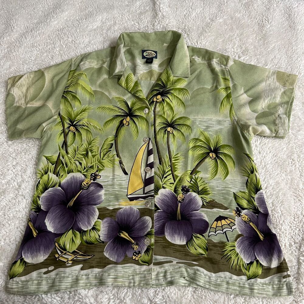 Tommy Bahama Men's Silk Shirt Sz Large Floral Beach Hawaiian Resort Summer Fun - Picture 2 of 5